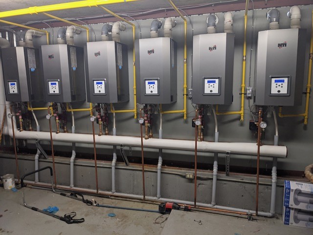Cascade boiler system for a commercial building.
