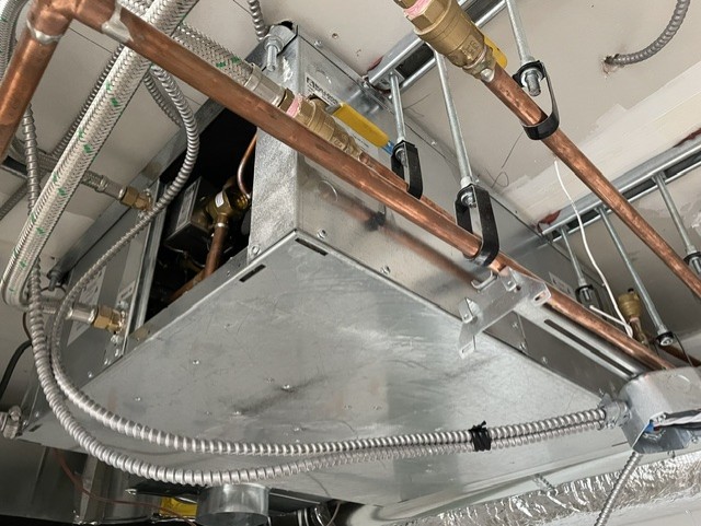 Heat pump installed at a commercial building.